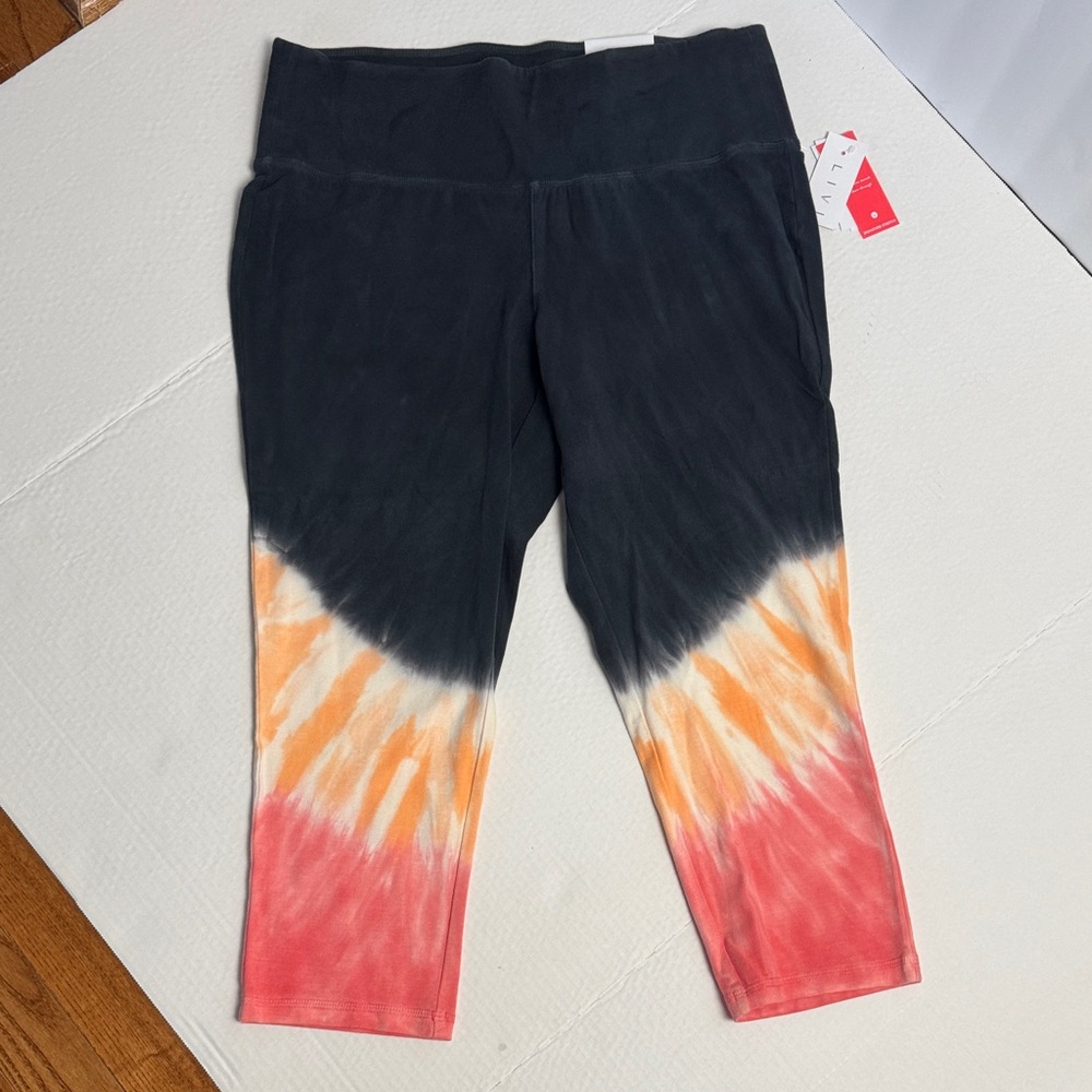Livi Active Black, Orange, and Red Tie-Dye Leggings